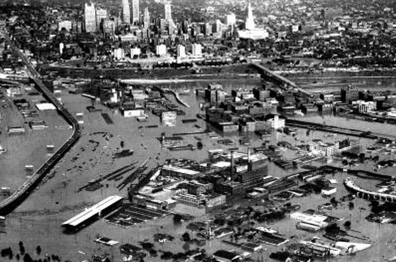 aerial photo of Kansas City during the flood