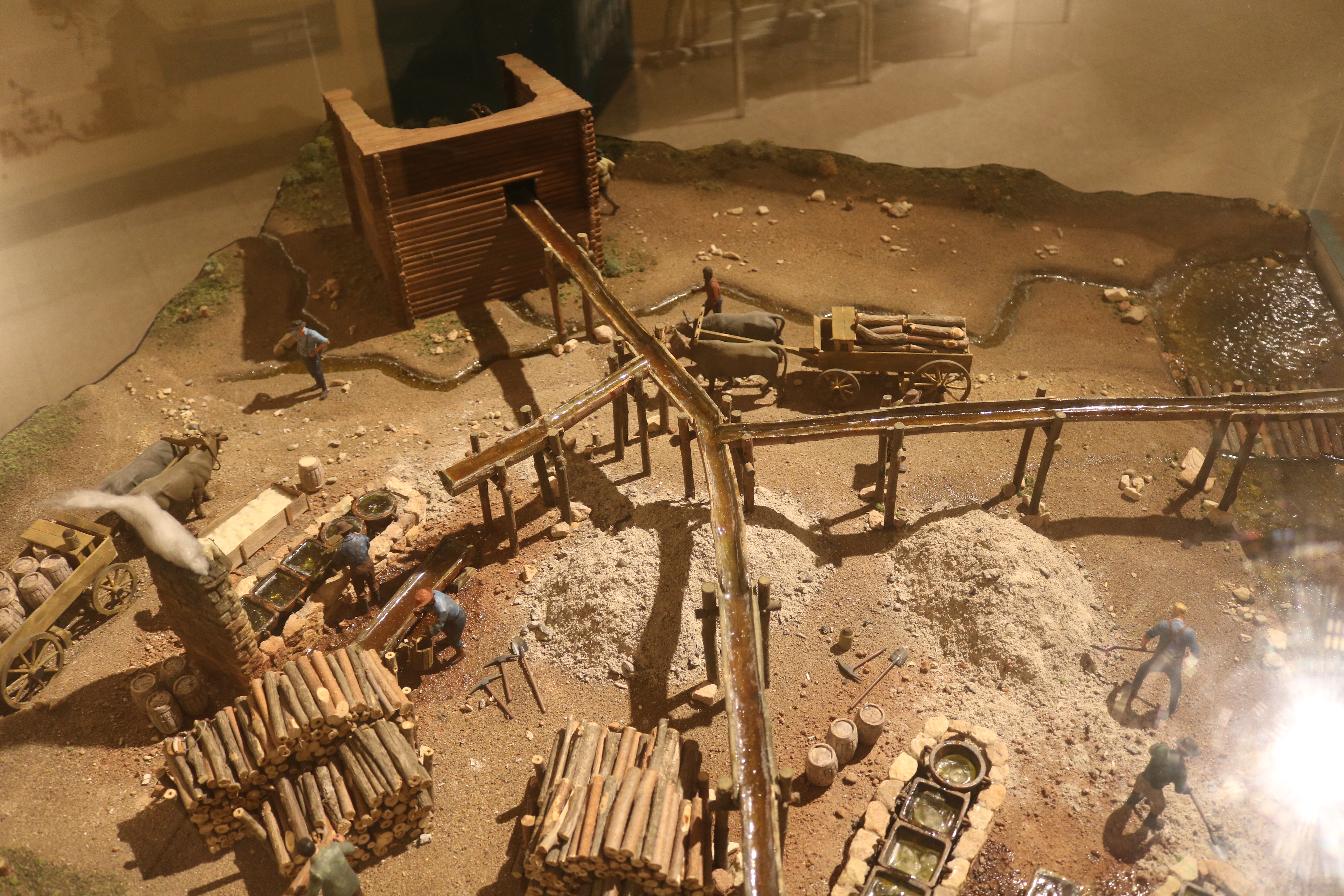 miniatures replica of men working the salt works