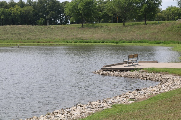 Bench overlooking lake