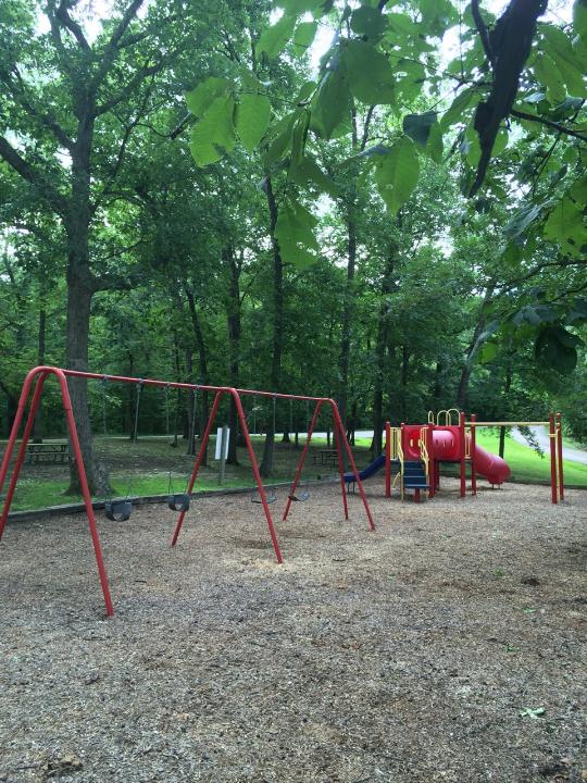 swingset and playground equipment with slides
