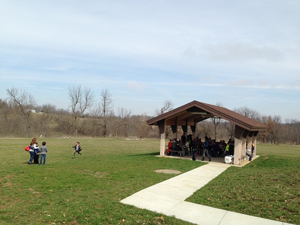 a group using the picnic shelter