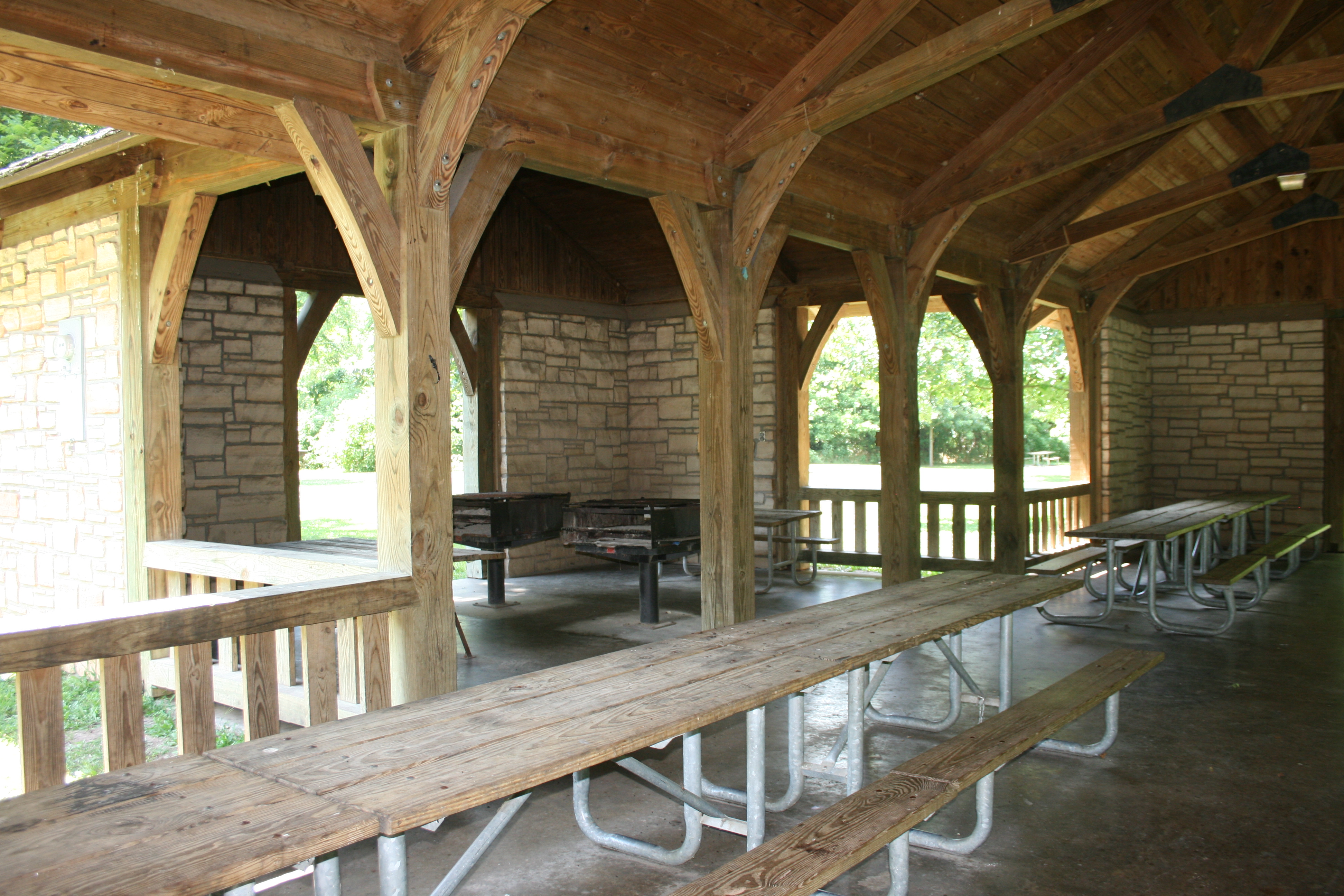 inside of  one of the picnic shelters