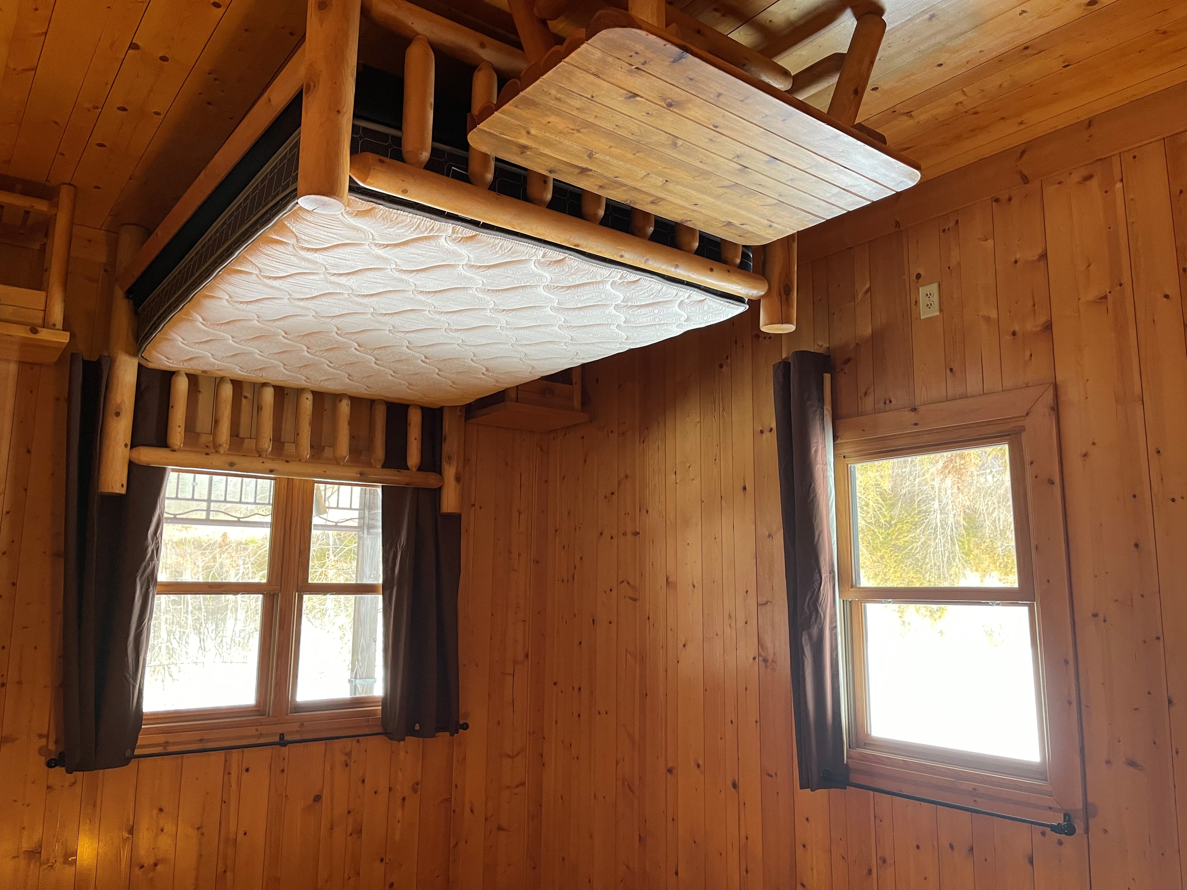 Bed inside cabin