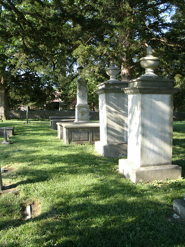 old tombstones in the cemetery