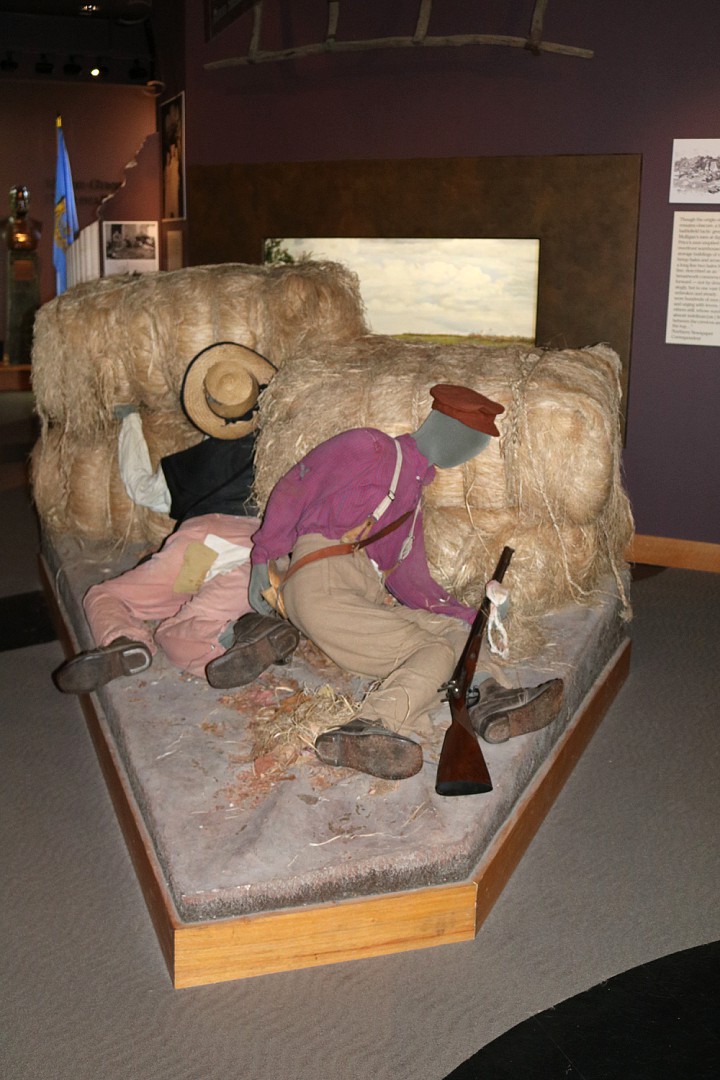 display depicting the use of hemp bales during the battle