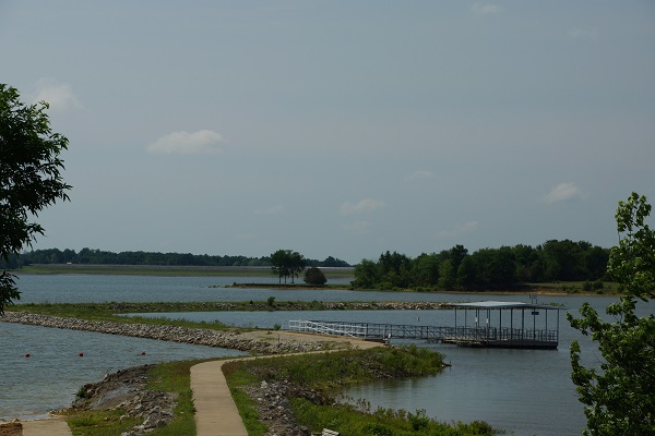 the sidewalk leading to the accessible fishing dock