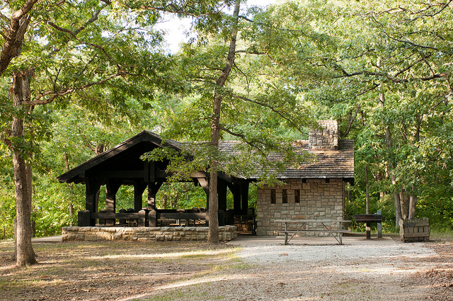 historic rock picnic shelter
