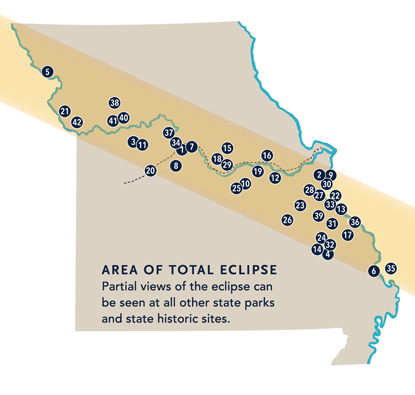 map of eclipse area across Missouri