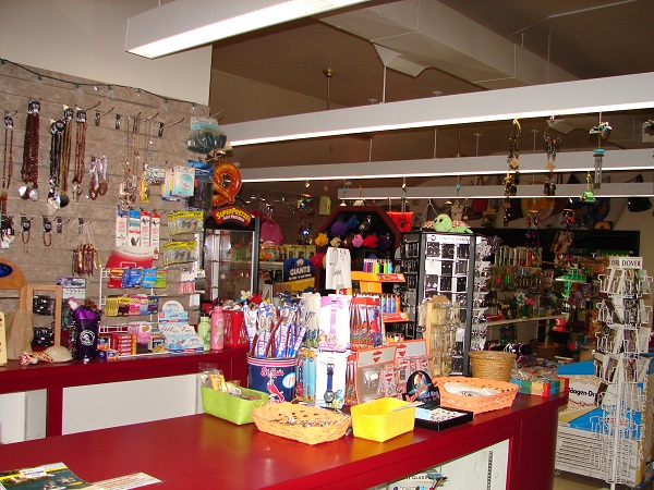 displays of items inside the store