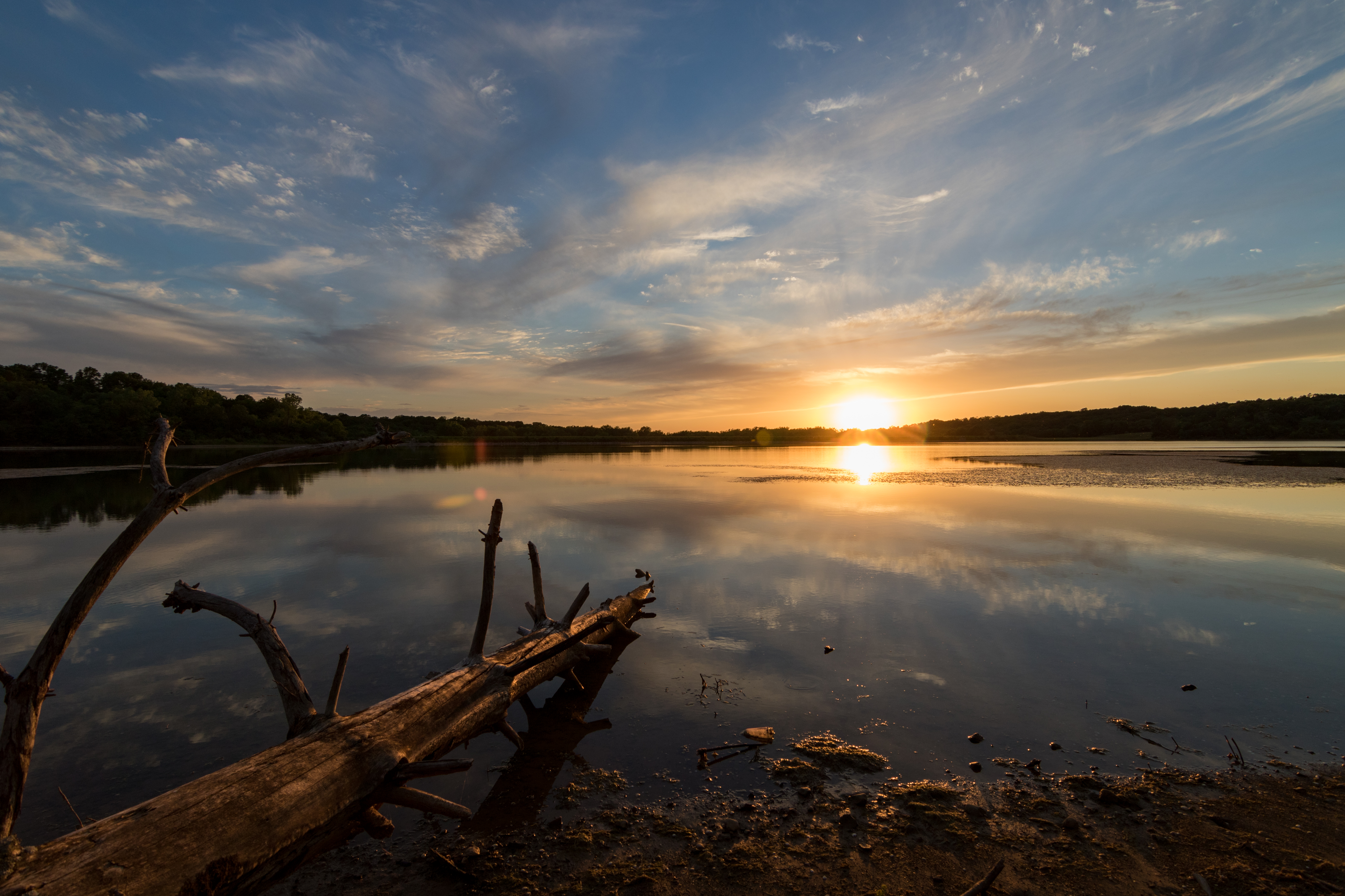 Sunset over a lake