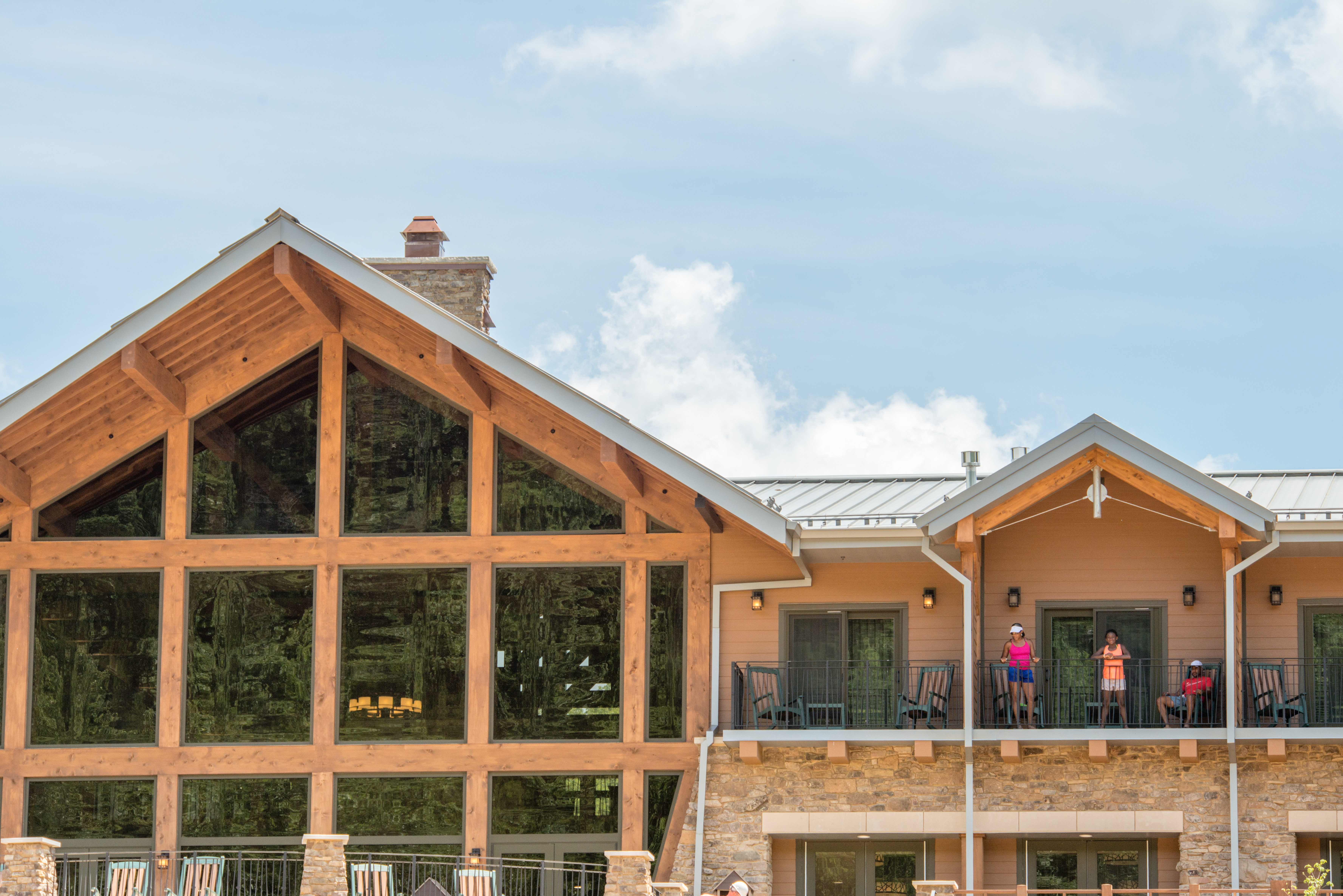 Outside of the main cabin at Echo Bluffs state park