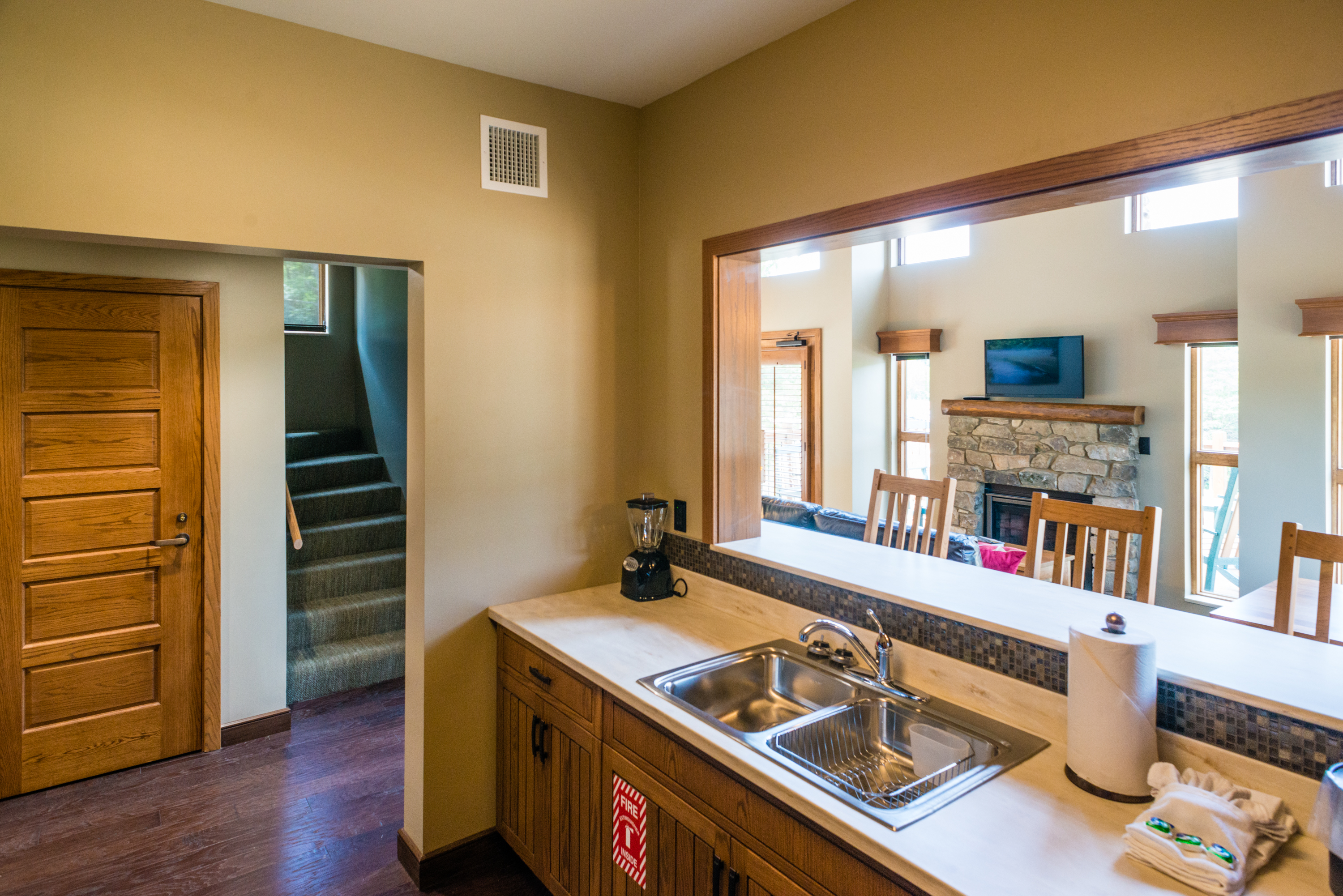 a lounge area in a cabin