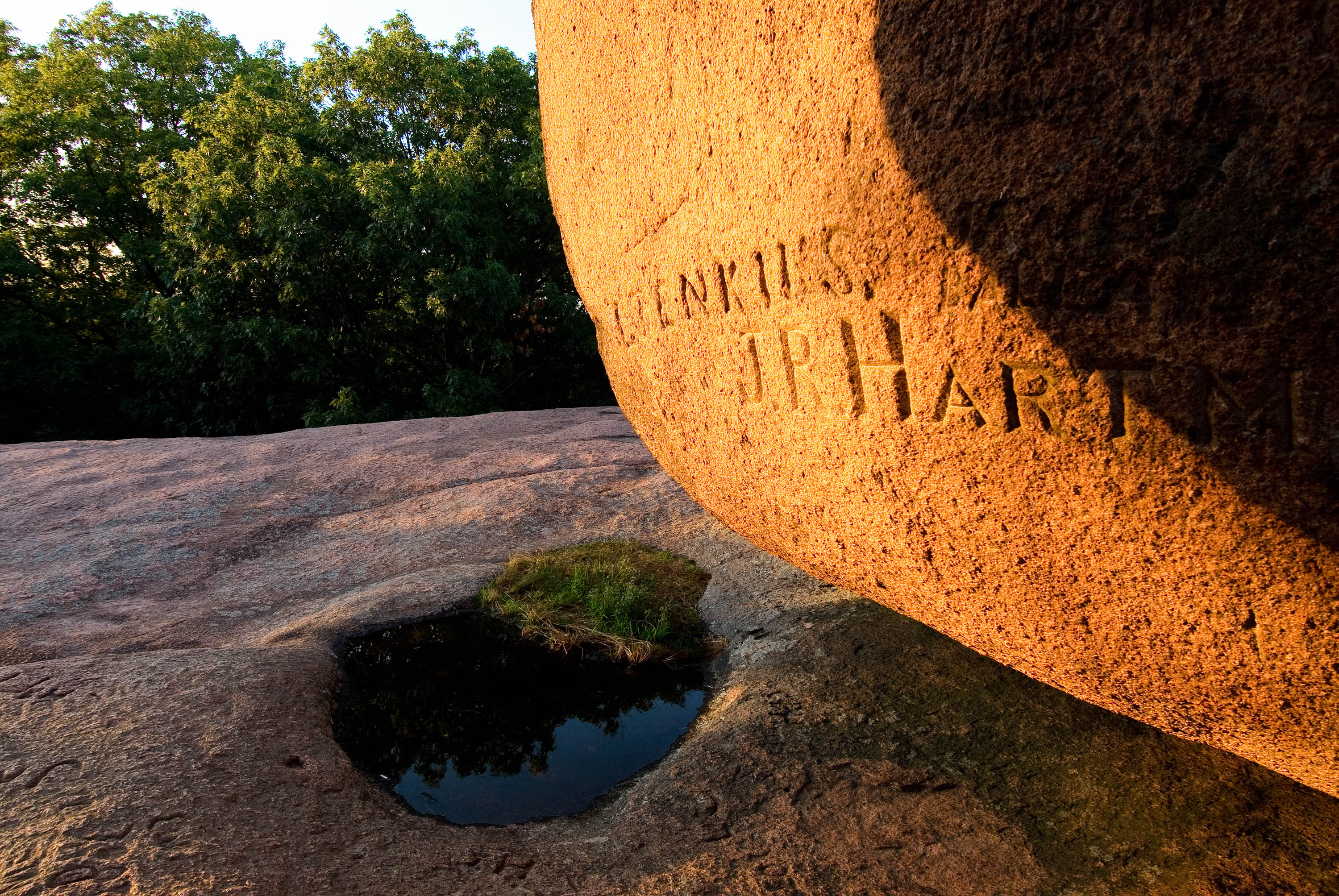 Close up of Elephant Rock with words carved into the side