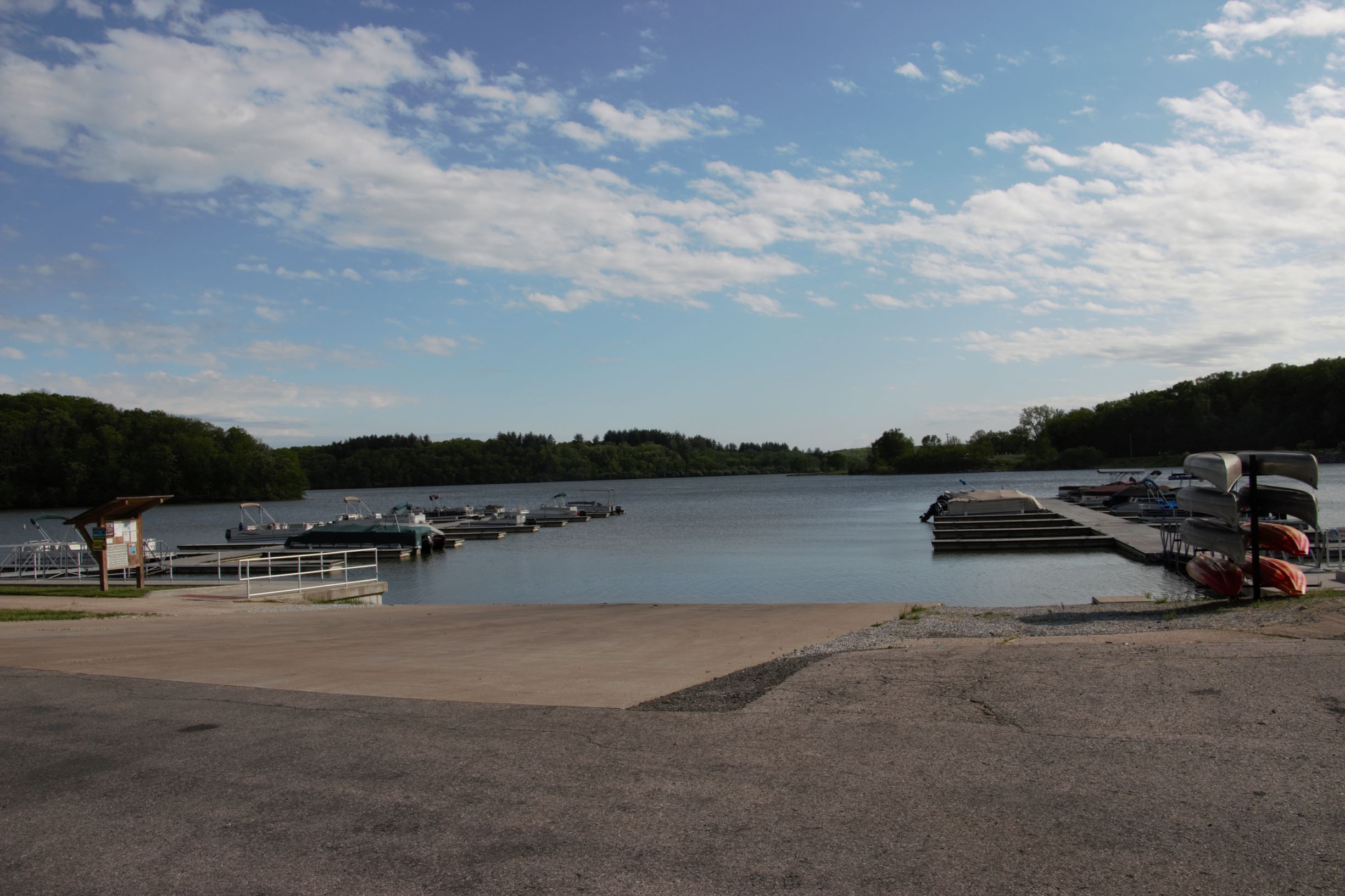 Docks on the water and a ramp into the river