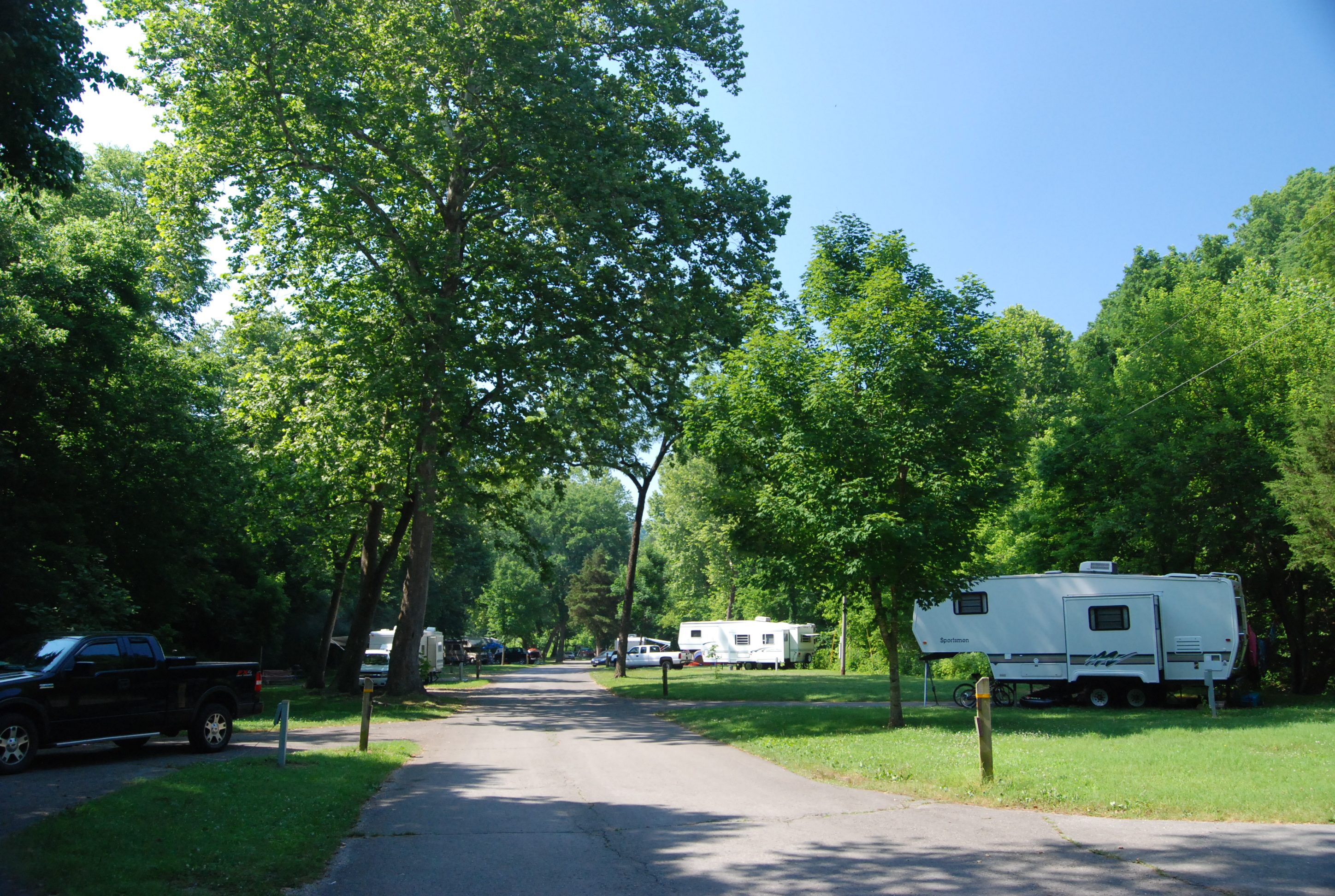 a paved path at Roaring River State Park