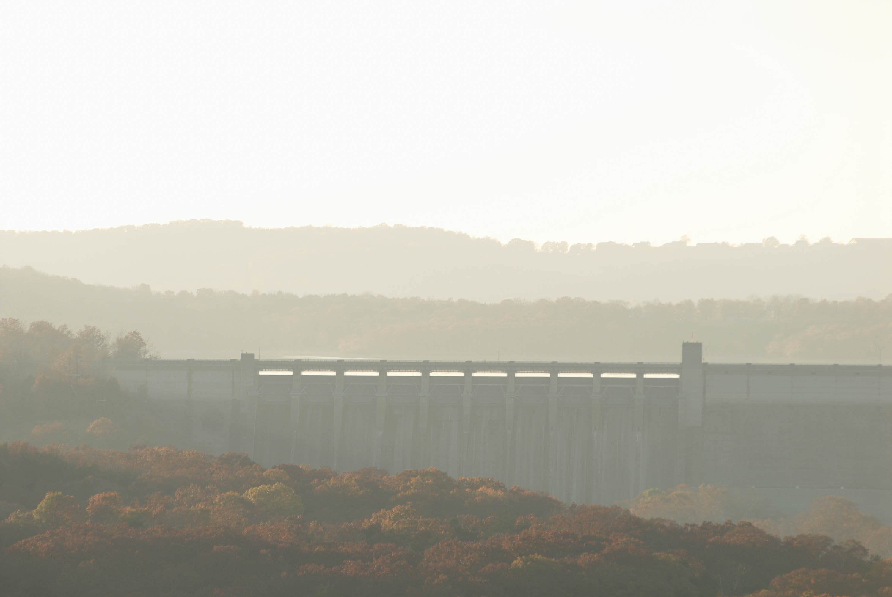A hill overlooking a dam