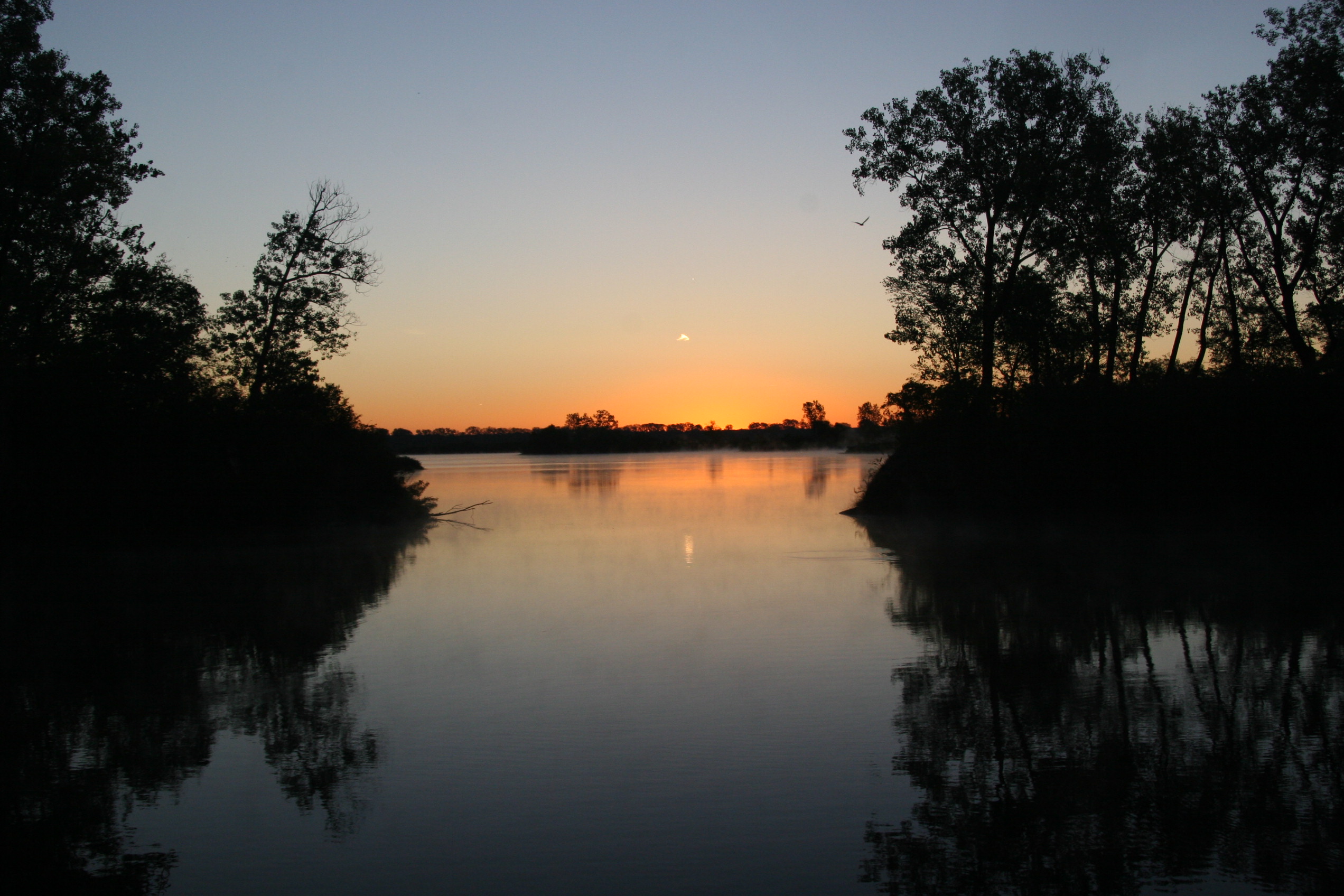 Sunset over the water