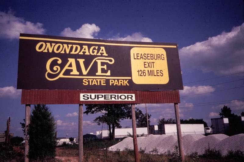 A bilboard that reads Onondaga Cave State Park