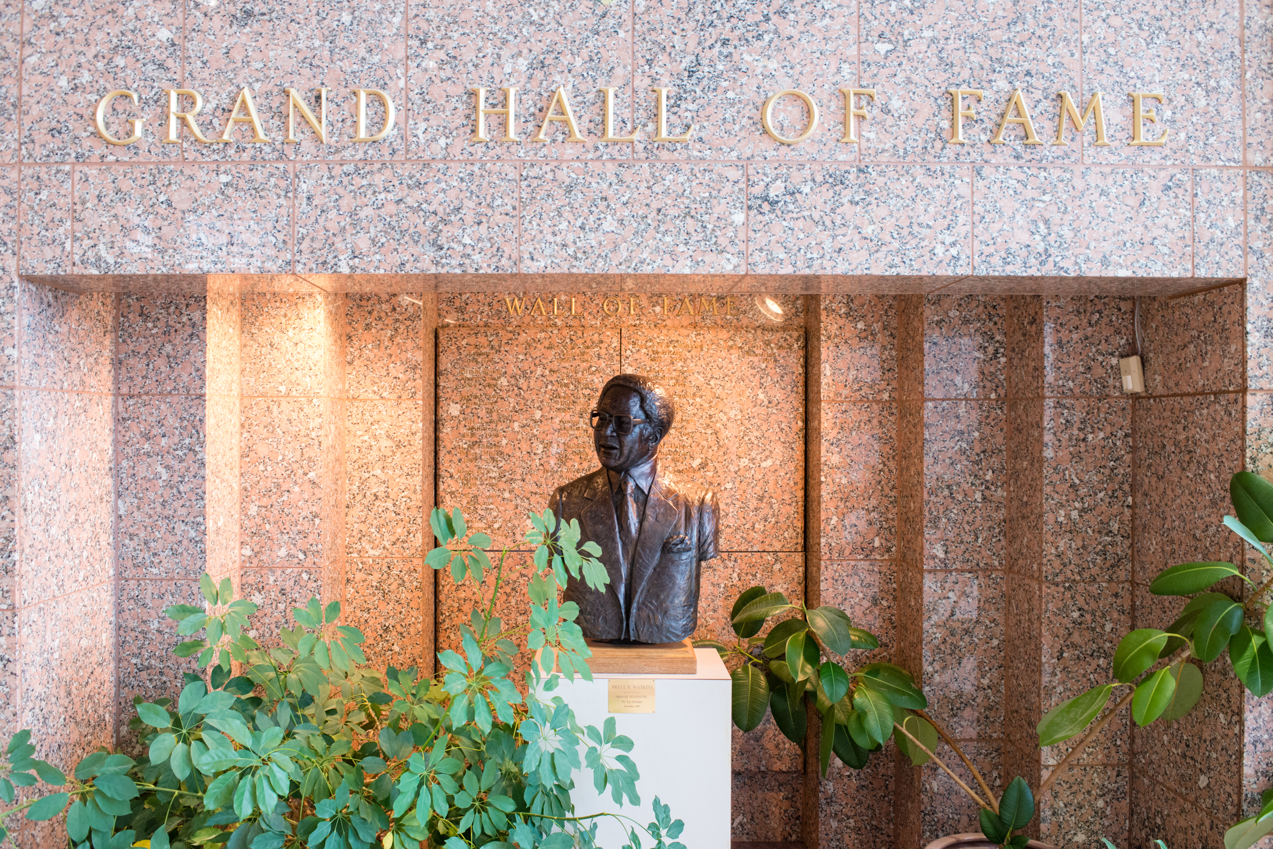 A bronze bust in the Grand Hall of Fame display at the Bruce R Watkins Heritage Center