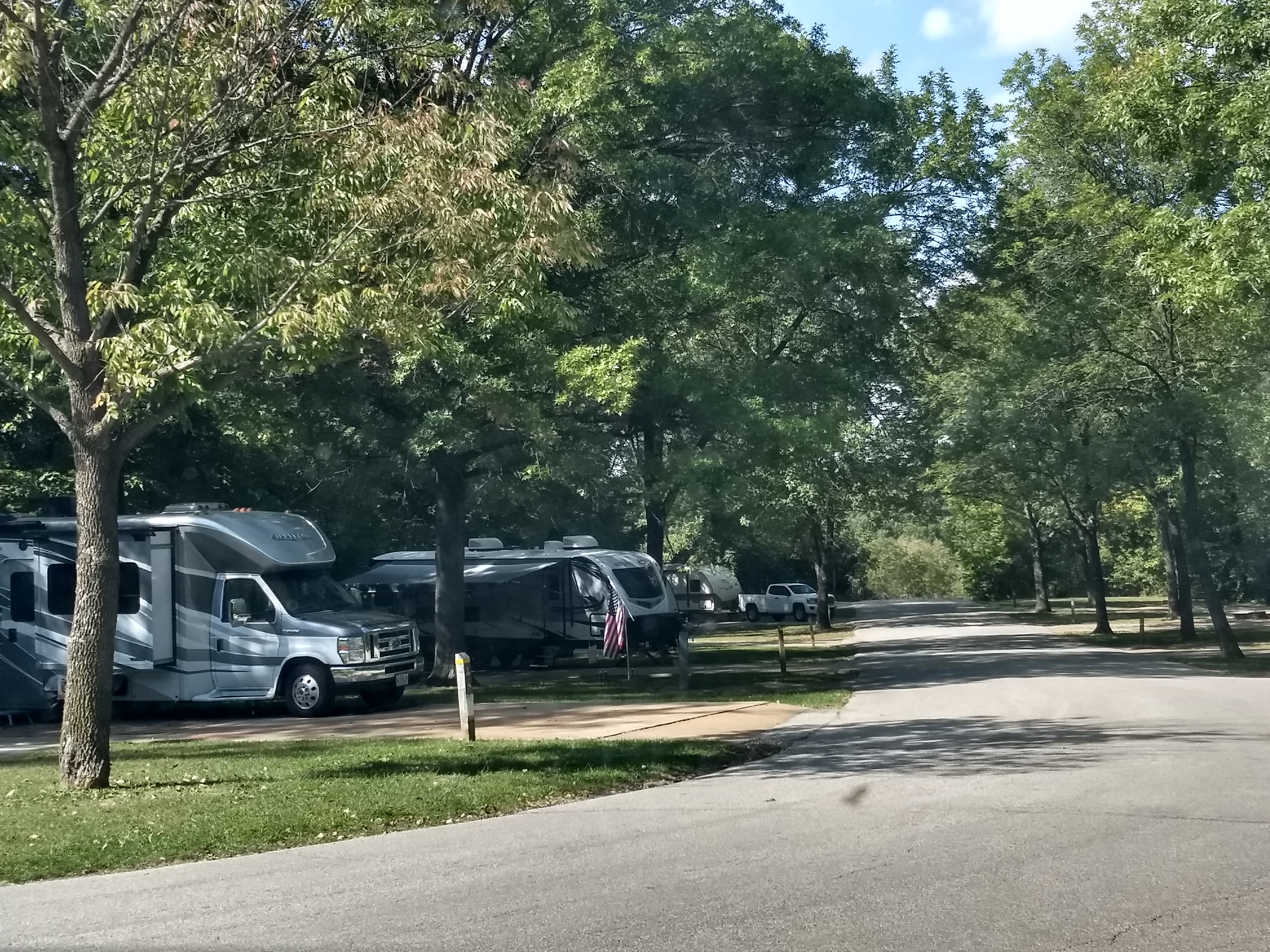 RVs parked in camping spots