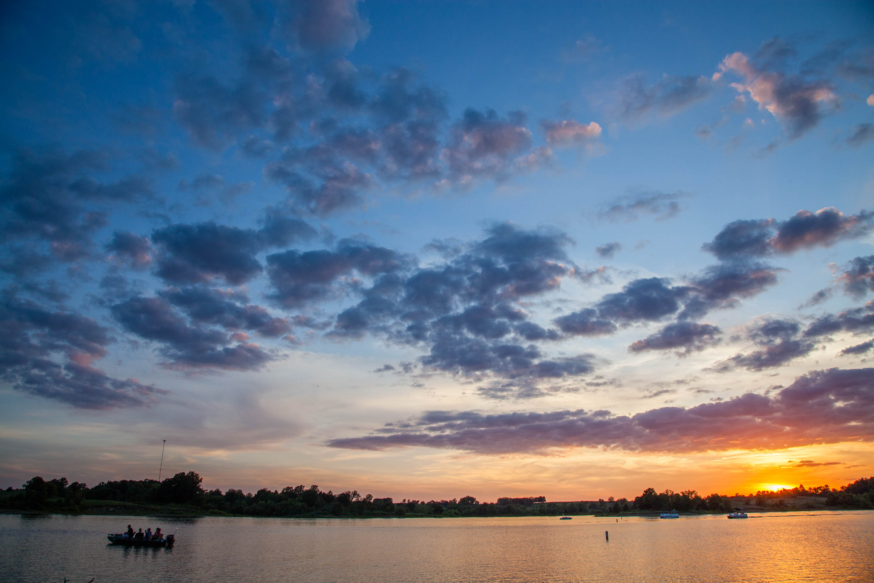 Sunset over the water