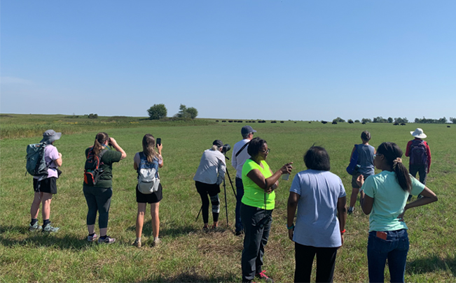 People standing in a field