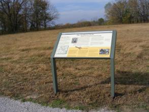 Sign with history of the Battle of Island Mound