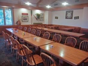 long tables with chairs inside one of the meeting rooms