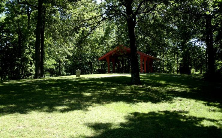 A picnic shelter in a park