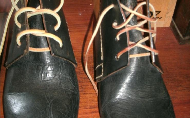 A pair of handcrafted black shoes