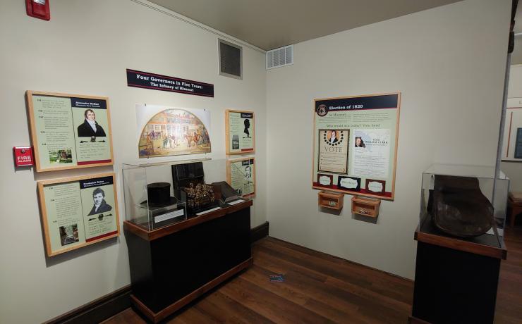 A display detailing the history of Missouri's Governors
