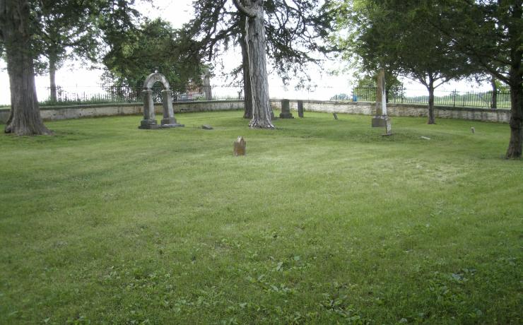 Grave markers in a field