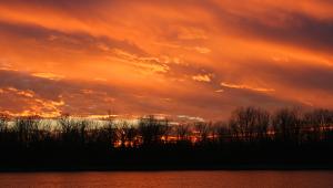 Sunset over a river