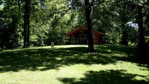 A picnic shelter in a park