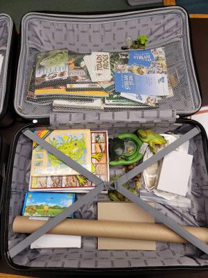 A suitcase with tools for kids to learn about Reptiles and Amphibians