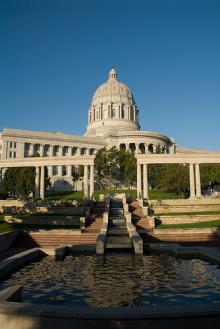 fountain behind the State Capitol 