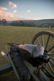 A cannon in a field