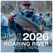 Trout fisherman showing the trout he caught at Roaring River State Park.