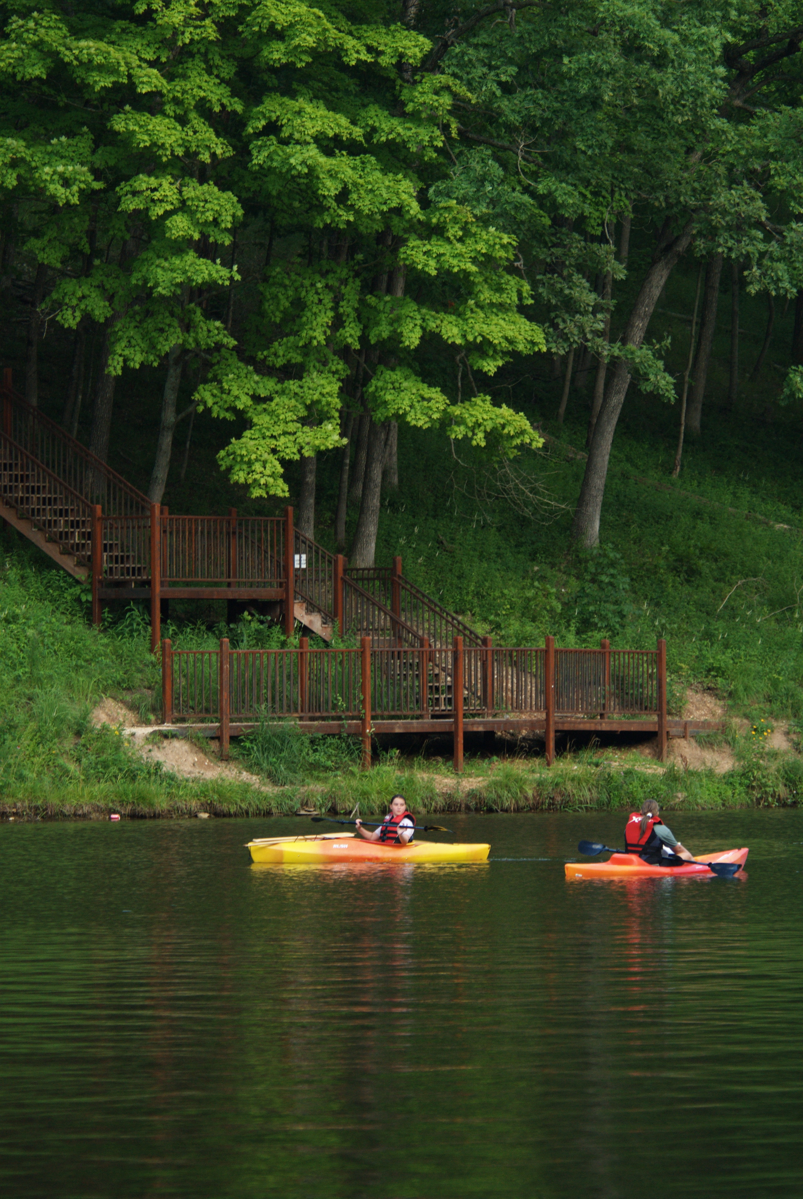 two kayaks on the lake