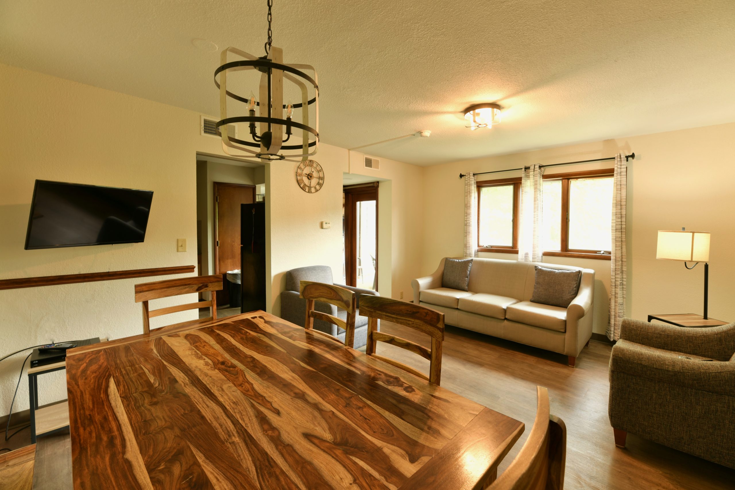 dining table and livning room area of loding unit