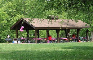 a group using the picnic shelter