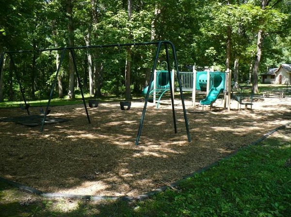 playground with slide and swings