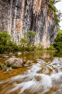 echo bluff with water flowing below it