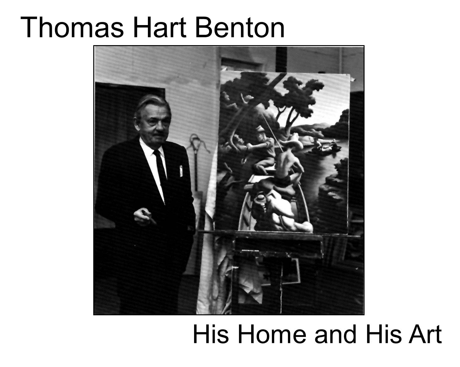 Benton and a piece of his art