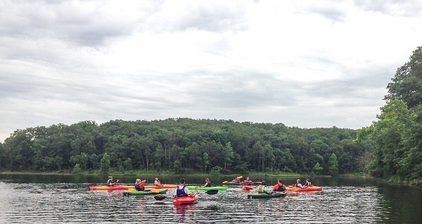 several kayaks on the lake