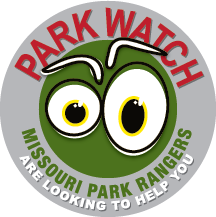 The Park Watch logo featuring two large eyeballs and the text "Park Watch: Missouri Park Rangers are looking to help you."