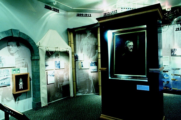 exhibits inside Prairie Mound School respresent the many "doors" Pershing walked through during his life