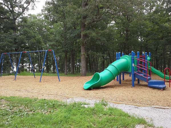 a slide and swingset