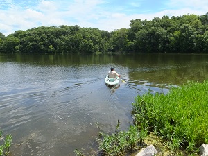 a kayaker on the lake