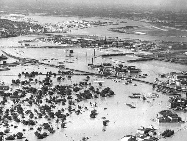aerial view of the flood